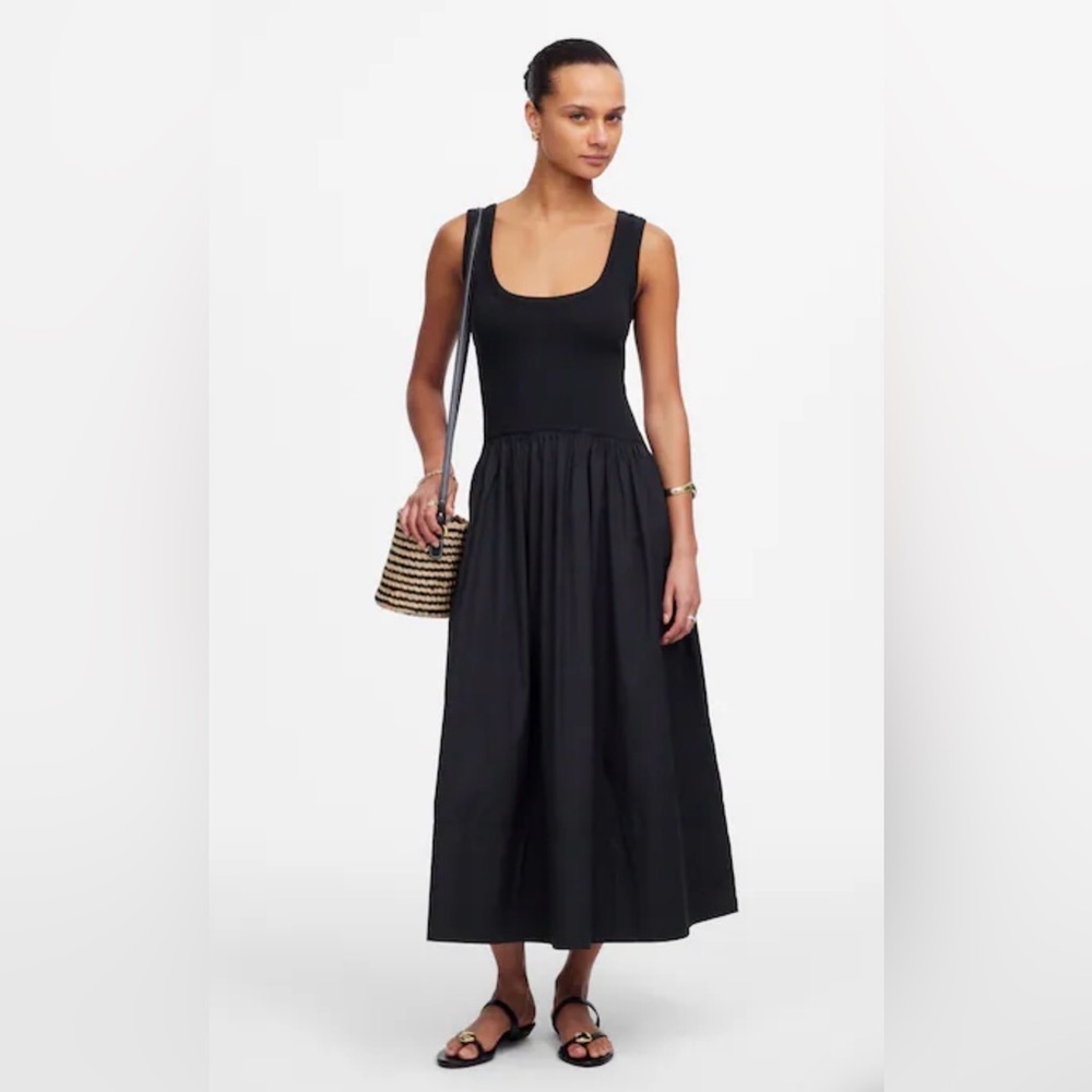 Madewell Mixed Poplin Scoopneck Maxi Dress, Size L